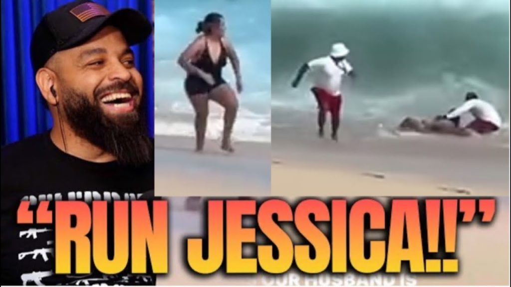 Lifeguard hilariously Runs While Trying to Save Fat Woman When Huge Wave Comes Crashing In