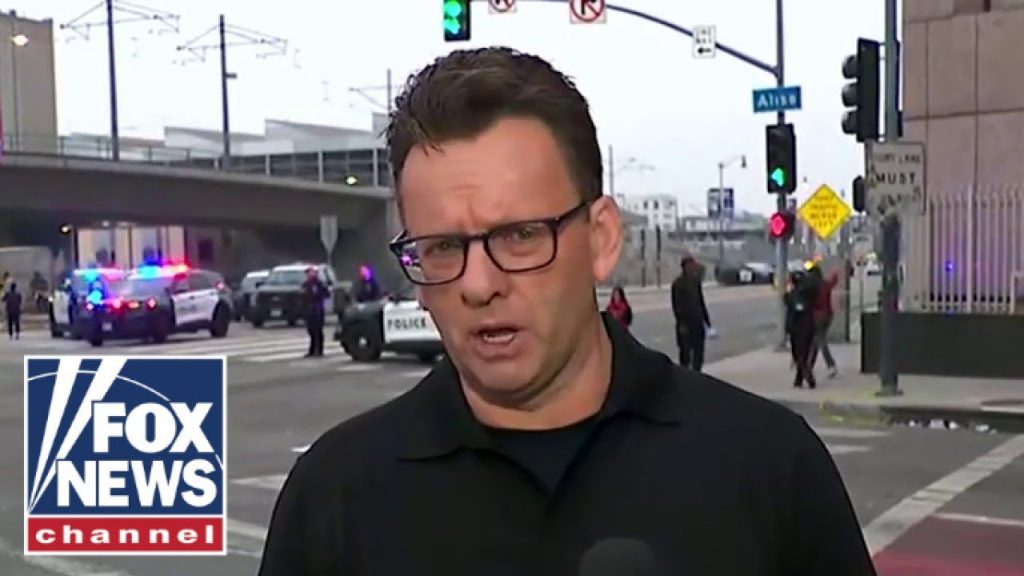 Fox crew targeted with flash-bang grenade while reporting on LA riots