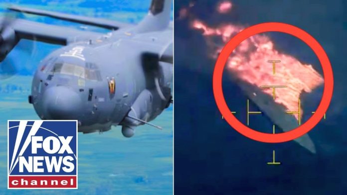 Secretive US military plane annihilates drug boat in wild combat footage