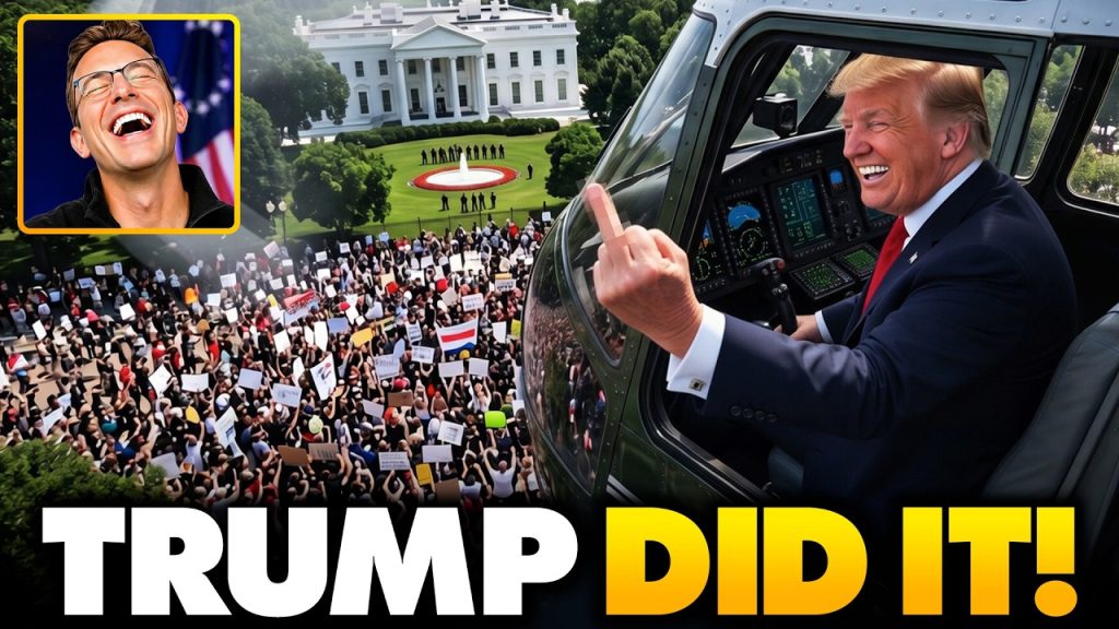 Trump BUZZES Shrieking Lib Protesters Outside White House In Marine One | Hysterical, Historic Troll